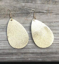 Faux Leather Teardrop Earrings - Gold Faux Leather Earrings