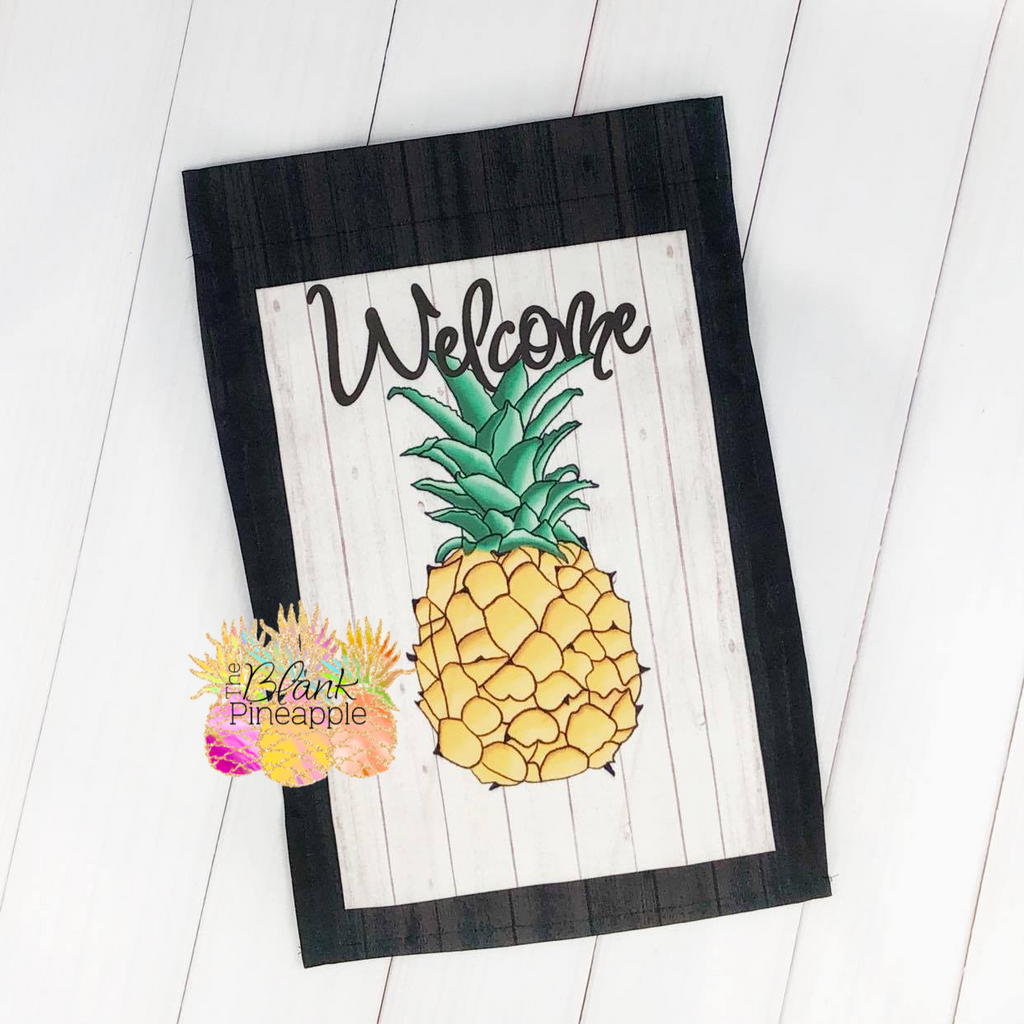 Garden Flag - "Welcome" Pineapple with White Background 12x18 Polyester - Add Your Own Monogram Garden Flag