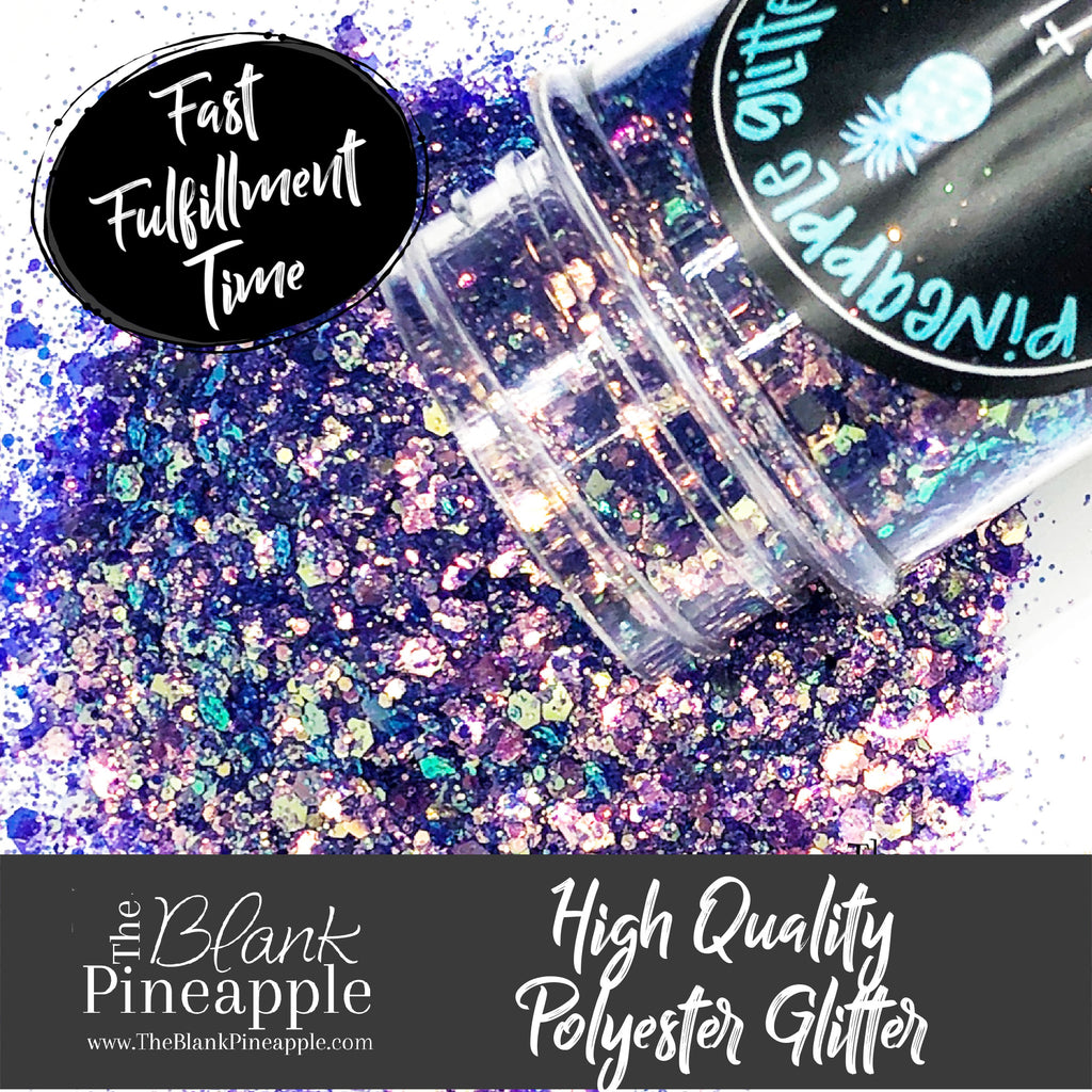 Purple Iridescent Glitter with shades of green and gold. High-Quality iridescent Glitter. Pineapple Glitters. The Blank Pineapple. 