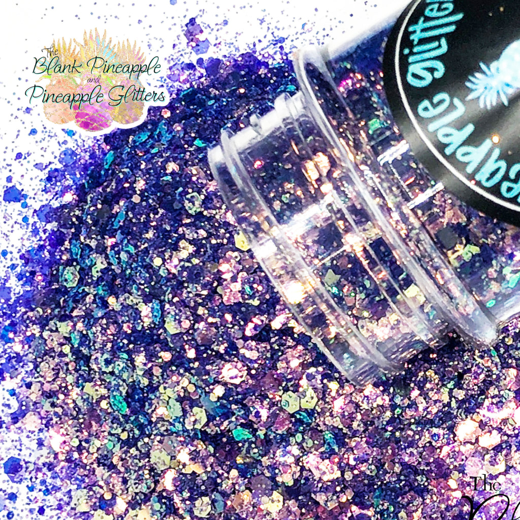 Purple Iridescent Glitter with shades of green and gold. High-Quality iridescent Glitter. Pineapple Glitters. The Blank Pineapple. 