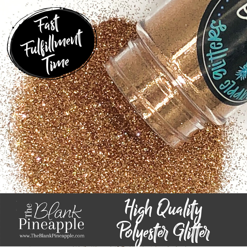 Gold-Copper Glitter Ultra Fine Cut Glitter,  Polyester Glitter. Pineapple Glitters. The Blank Pineapple.