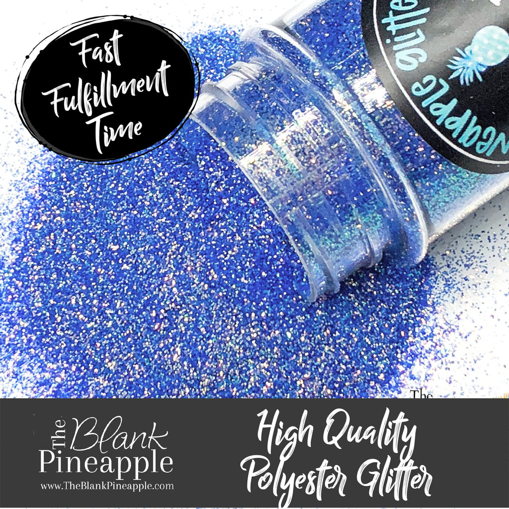 Ultra fine cut light blue polyester glitter, perfect for adding a smooth, shimmering finish to crafts, nails, or resin projects. Pineapple Glitters, The Blank Pineapple. 