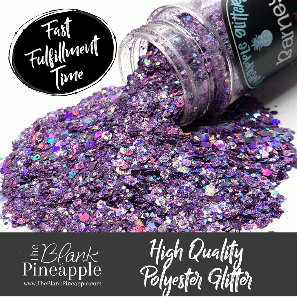 Purple Glitter Mix. Perfect for adding a smooth, shimmering finish to crafts, nails, or resin projects. Pineapple Glitters, The Blank Pineapple. 