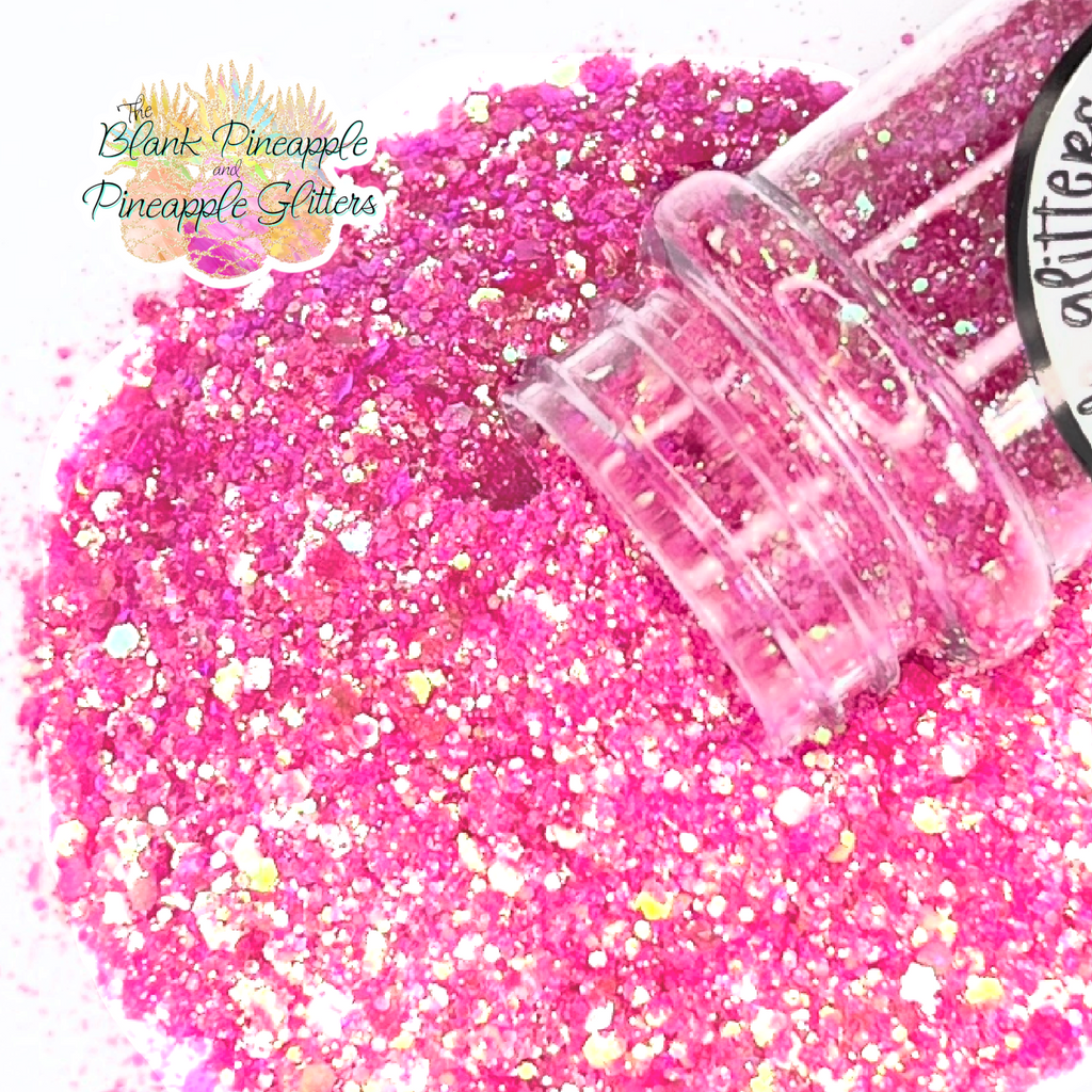 Pink Iridescent Glitter in Chunky Mix cut. Perfect for adding a smooth, shimmering finish to crafts, nails, or resin projects. Pineapple Glitters, The Blank Pineapple. 