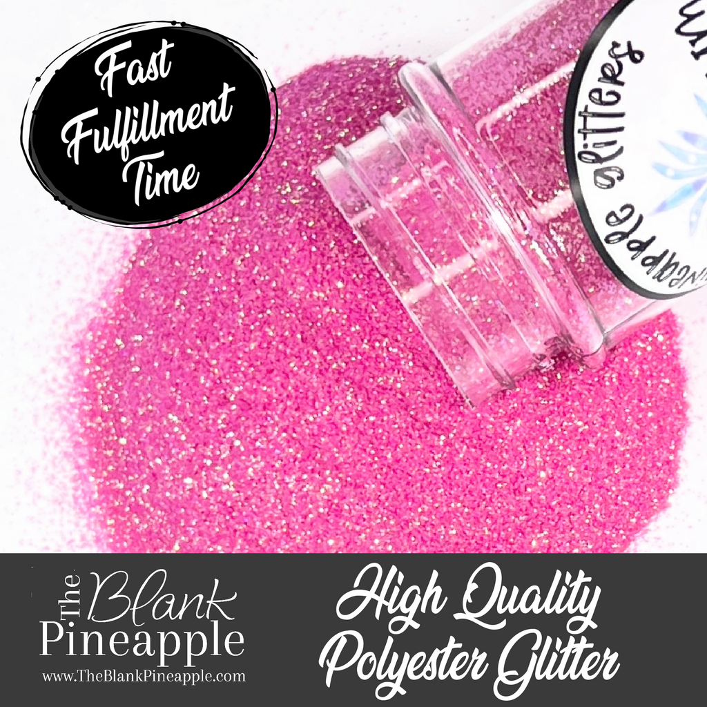 Pink Iridescent Glitter in Ultra Fine  cut. Perfect for adding a smooth, shimmering finish to crafts, nails, or resin projects. Pineapple Glitters, The Blank Pineapple. 