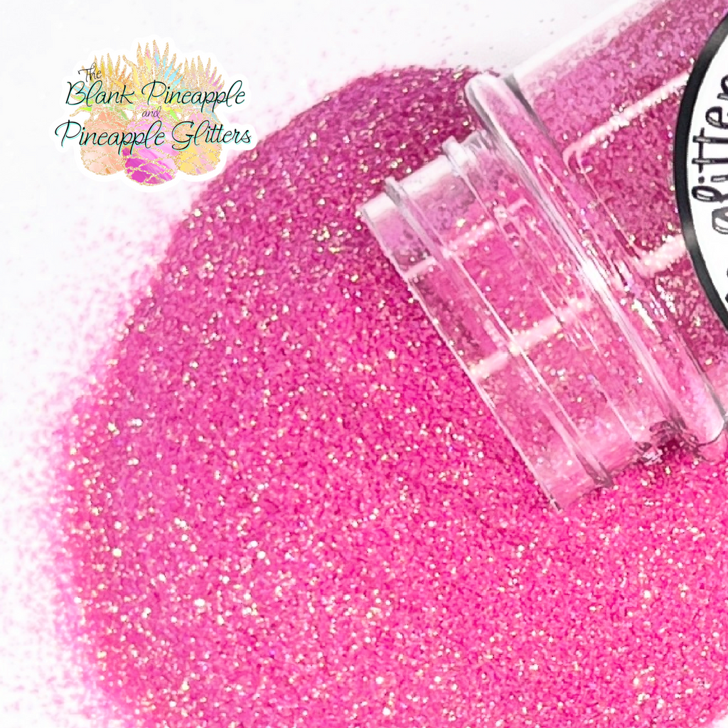 Pink Iridescent Glitter in Ultra Fine  cut. Perfect for adding a smooth, shimmering finish to crafts, nails, or resin projects. Pineapple Glitters, The Blank Pineapple. 