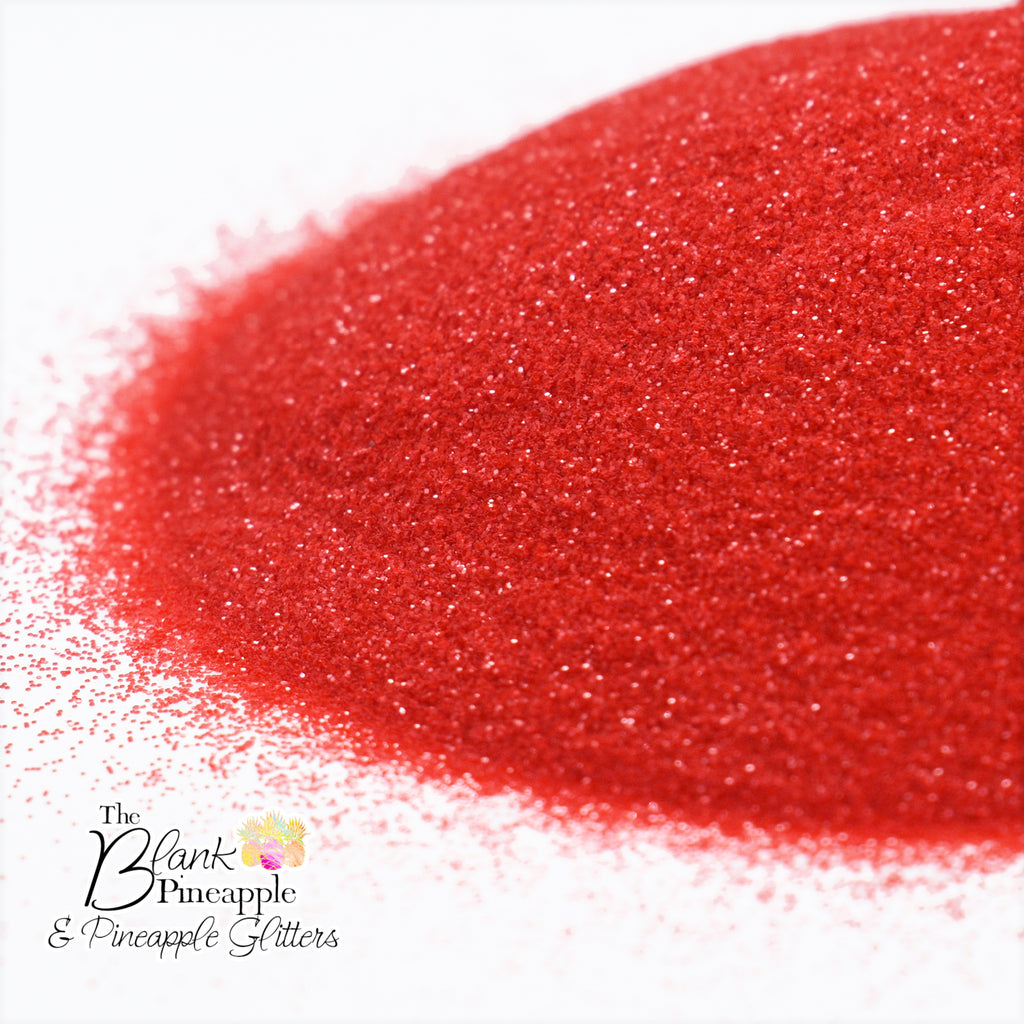 Candy Apple Red Glitter in ultra fine cut. Perfect for adding a smooth, shimmering finish to crafts, nails, or resin projects. Pineapple Glitters, The Blank Pineapple. 