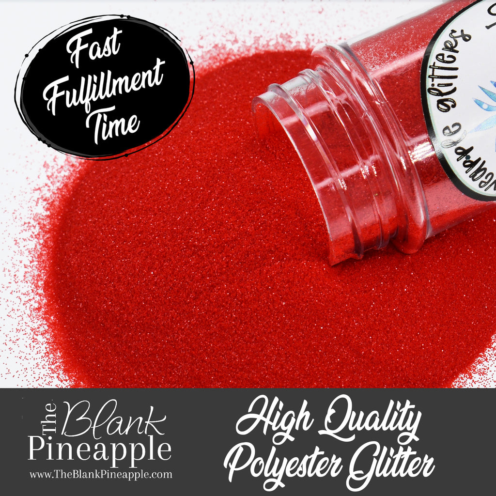 Candy Apple Red Glitter in ultra fine cut. Perfect for adding a smooth, shimmering finish to crafts, nails, or resin projects. Pineapple Glitters, The Blank Pineapple. 