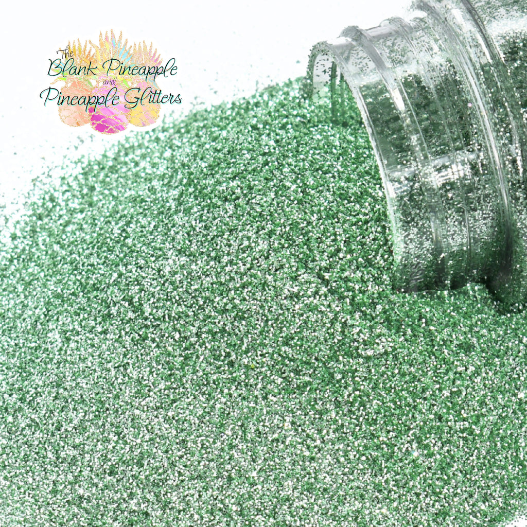 Celery Salt Green Glitter in ultra fine cut. Perfect for adding a smooth, shimmering finish to crafts, nails, or resin projects. Pineapple Glitters, The Blank Pineapple. 