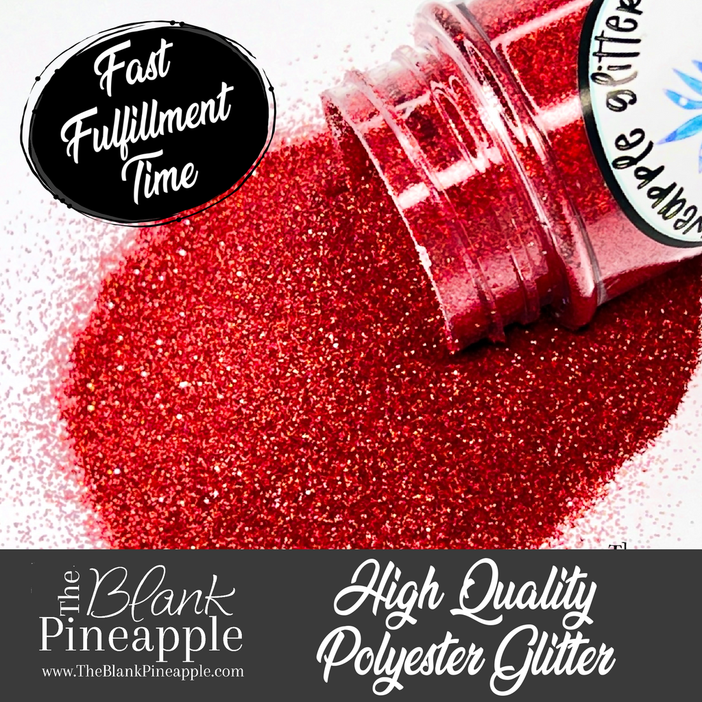 Cheery Cherry Red Holographic Glitter. Perfect for adding a smooth, shimmering finish to crafts, nails, or resin projects. Pineapple Glitters, The Blank Pineapple. 