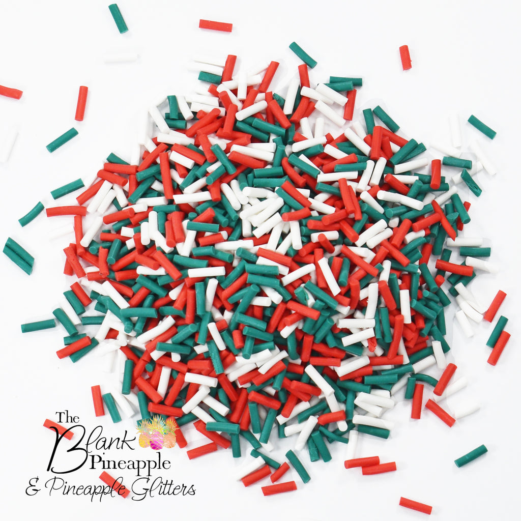 Christmas Sprinkles Polymer Clay Shapes in 2oz Shaker Bottle - Red, Green & White - The Blank Pineapple