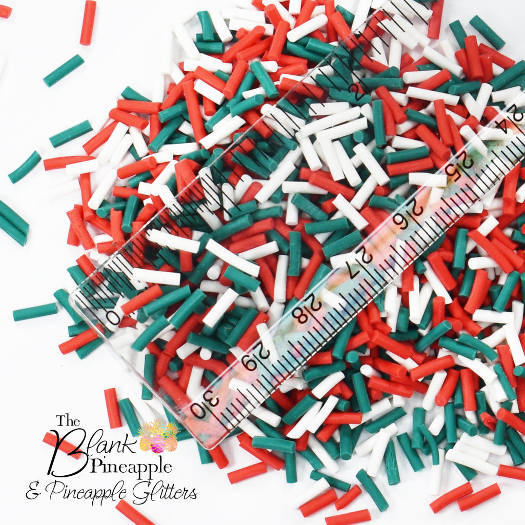 Christmas Sprinkles Polymer Clay Shapes in 2oz Shaker Bottle - Red, Green & White - The Blank Pineapple