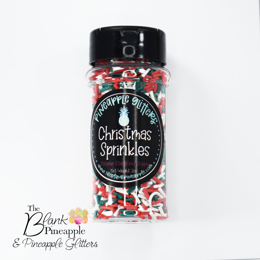 Christmas Sprinkles Polymer Clay Shapes in 2oz Shaker Bottle - Red, Green & White - The Blank Pineapple