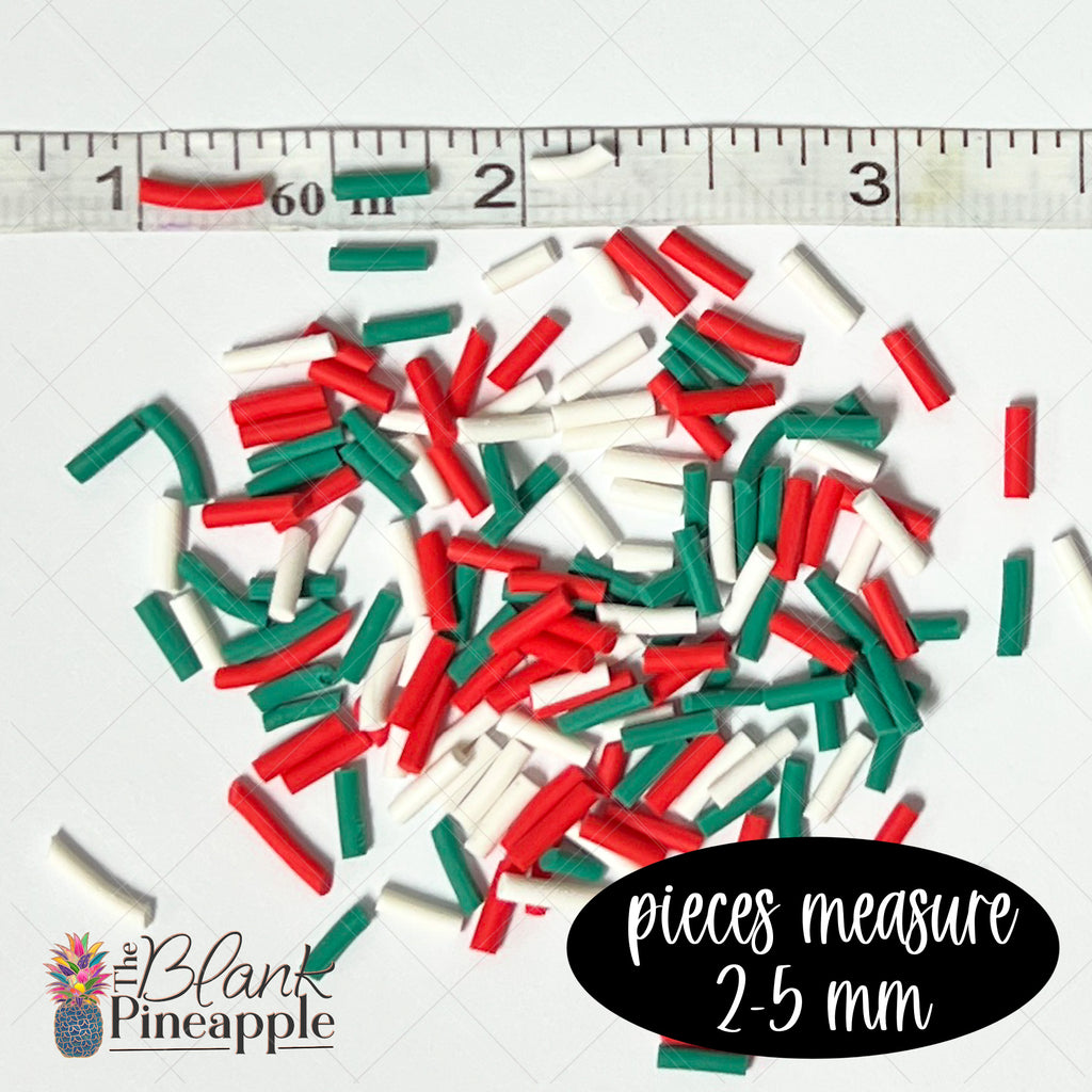 Christmas Sprinkles Polymer Clay Shapes in 2oz Shaker Bottle - Red, Green & White - The Blank Pineapple