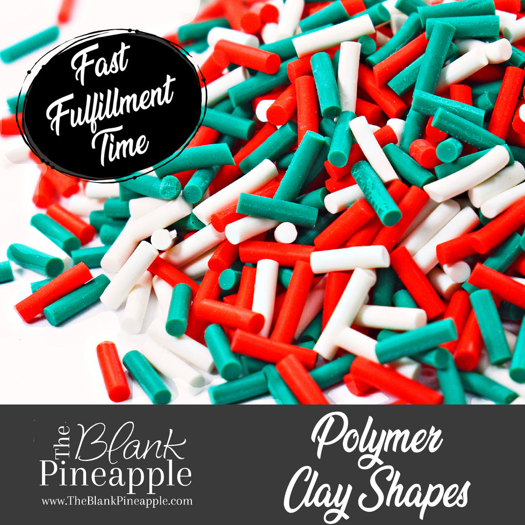 Christmas Sprinkles Polymer Clay Shapes in 2oz Shaker Bottle - Red, Green & White - The Blank Pineapple