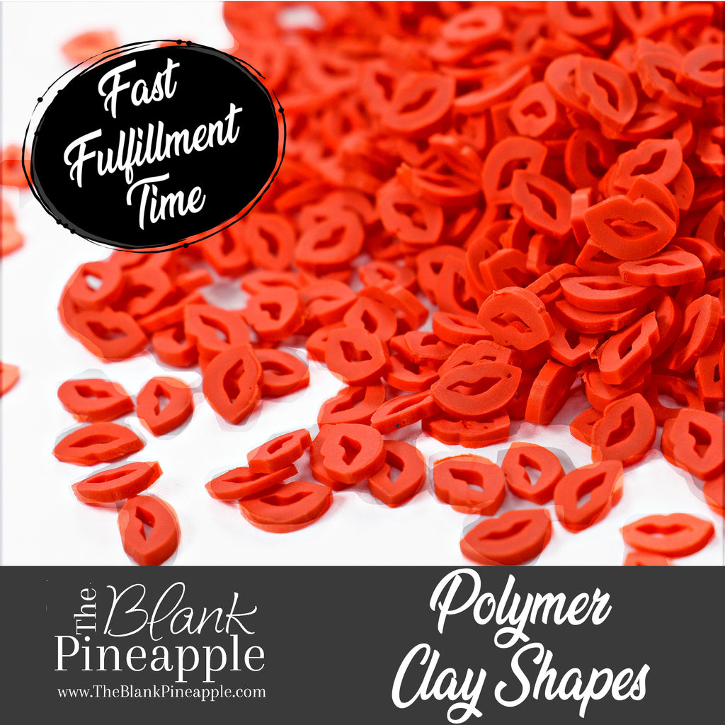 Red Kisses Polymer Clay Shapes in 2oz Bag - Red Lips Clay Shapes for Crafts - The Blank Pineapple