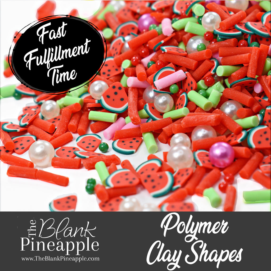 Melon Medley Polymer Clay Shapes in 2oz Bag - Watermelons, Sprinkles, and Pearls - The Blank Pineapple