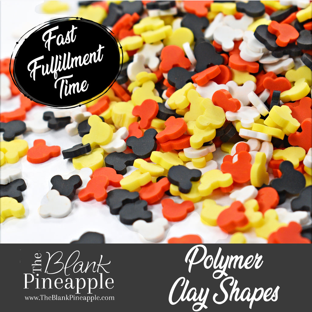 Mouse Ears Polymer Clay Shapes in 2oz Bag  (56g) - Red, Yellow, Black, and White - The Blank Pineapple