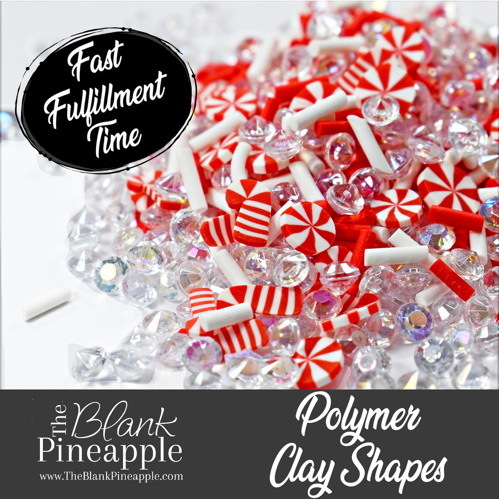 Peppermint Ice Polymer Clay Shapes in 2oz Bag - Christmas Holiday Mix - The Blank Pineapple