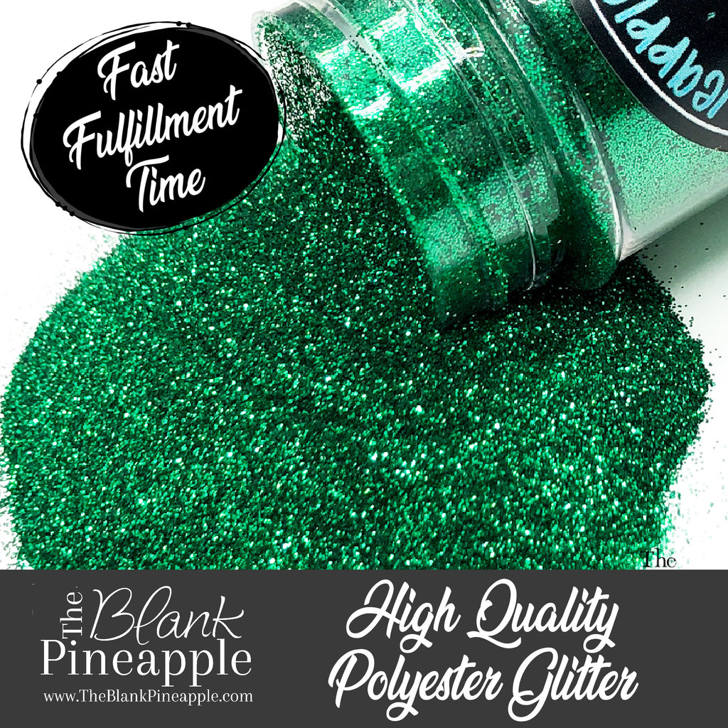 Clover green metallic glitter, PET polyester, 2oz shaker bottle for crafts and resin projects. Pineapple Glitter, The Blank Pineapple