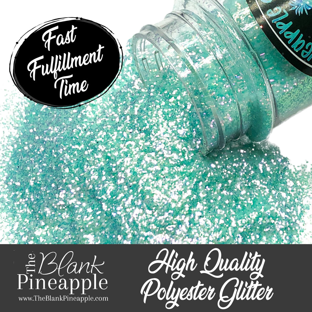 Fleur fine cut high sparkling iridescent glitter, PET polyester, 2oz shaker bottle for resin projects, tumblers, and nail art. The Blank Pineapple