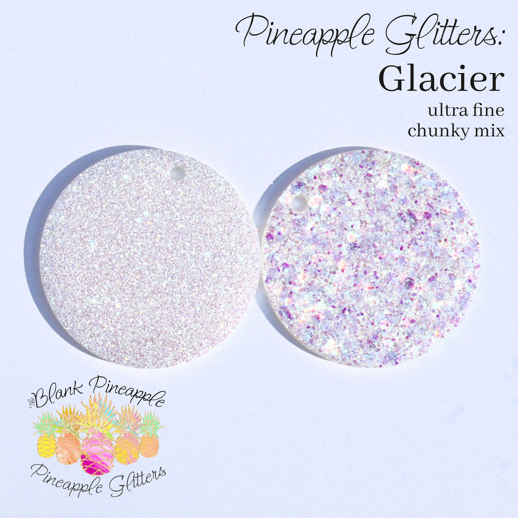 Glacier high sparkling opal iridescent glitter, 2oz shaker bottle for resin projects, tumblers, and nail art. The Blank Pineapple.