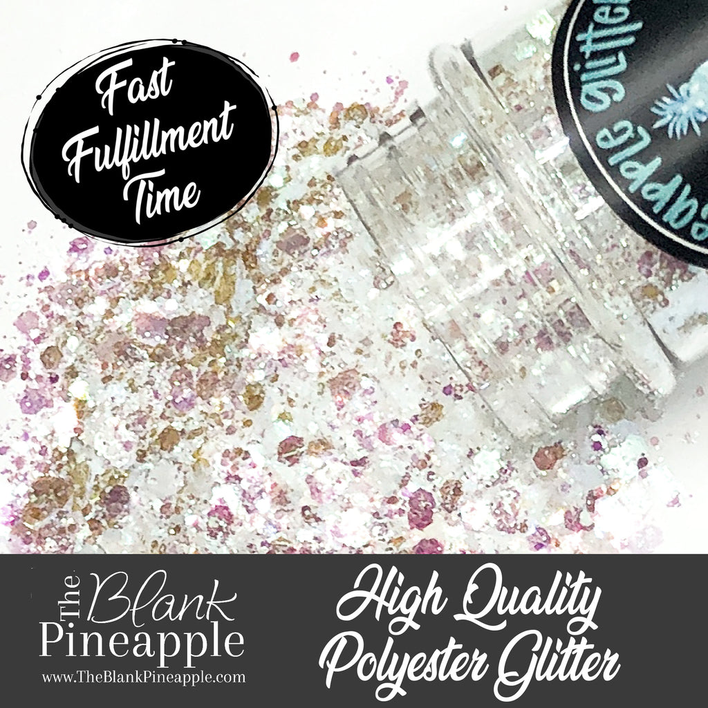 Glacier high sparkling opal iridescent chunky mix glitter, 2oz shaker bottle for resin projects, tumblers, and nail art. The Blank Pineapple