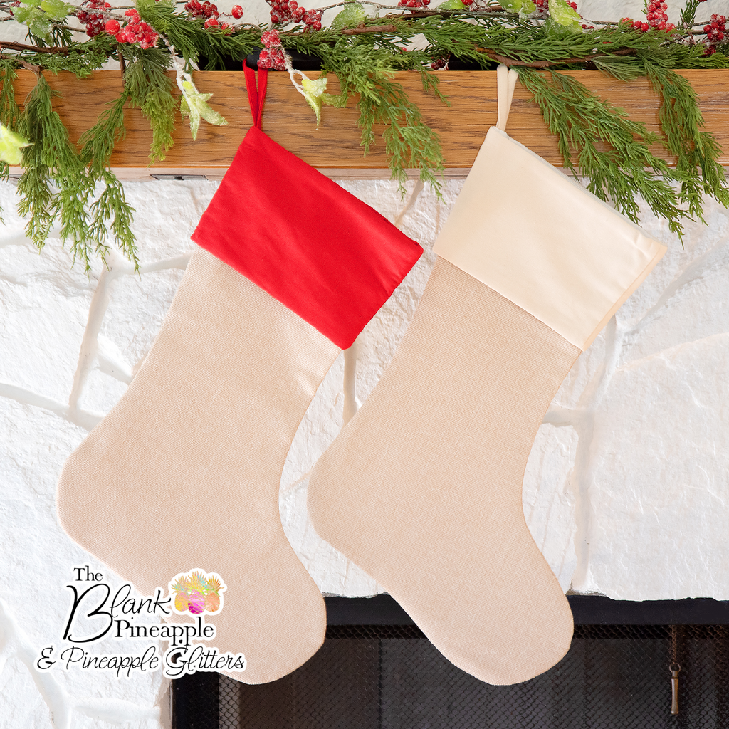 Christmas Stocking with Cotton Canvas Cuff, Polyester Linen