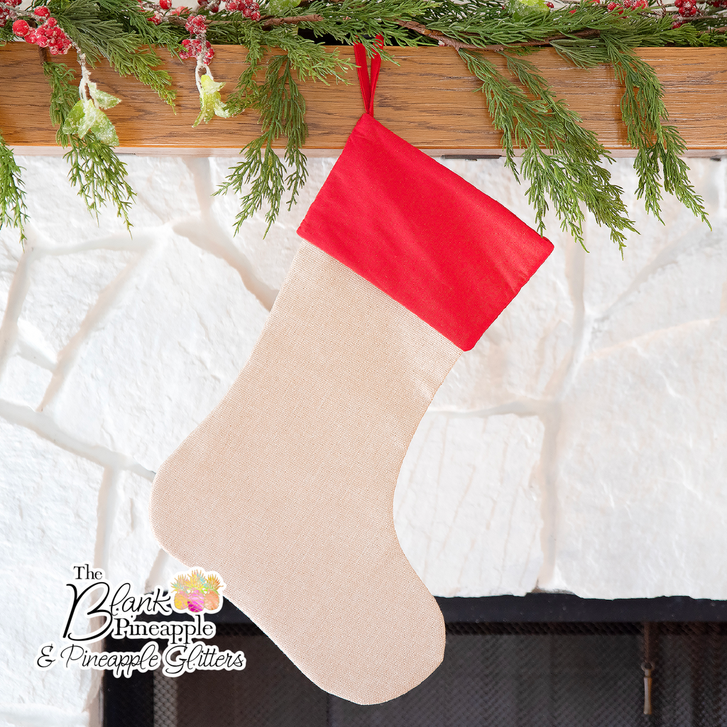 Christmas Stocking with Cotton Canvas Cuff, Polyester Linen
