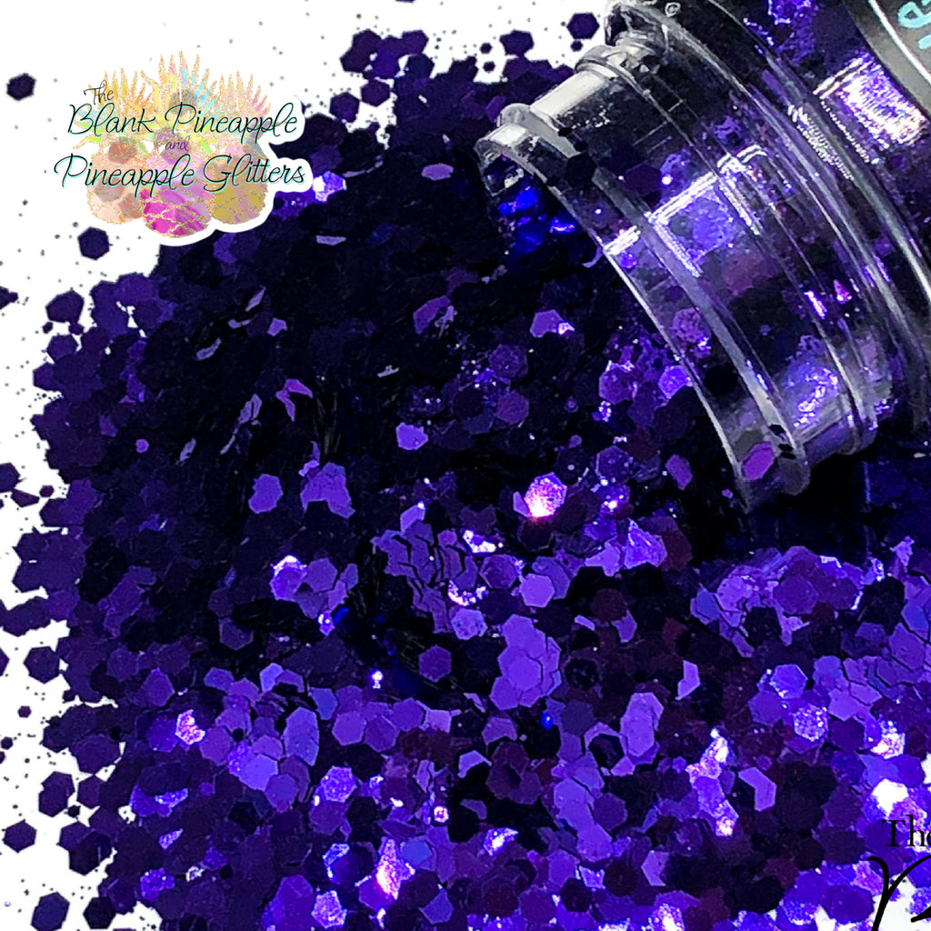 Majesty chunky mix metallic purple glitter, PET polyester, 2oz shaker bottle for resin projects, tumblers, and nail art. The Blank Pineapple