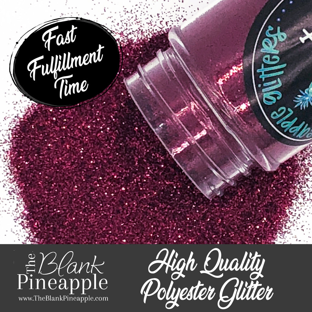 Merlot metallic maroon glitter, PET polyester, 2oz shaker bottle for resin projects, tumblers, and nail art. The Blank Pineapple.