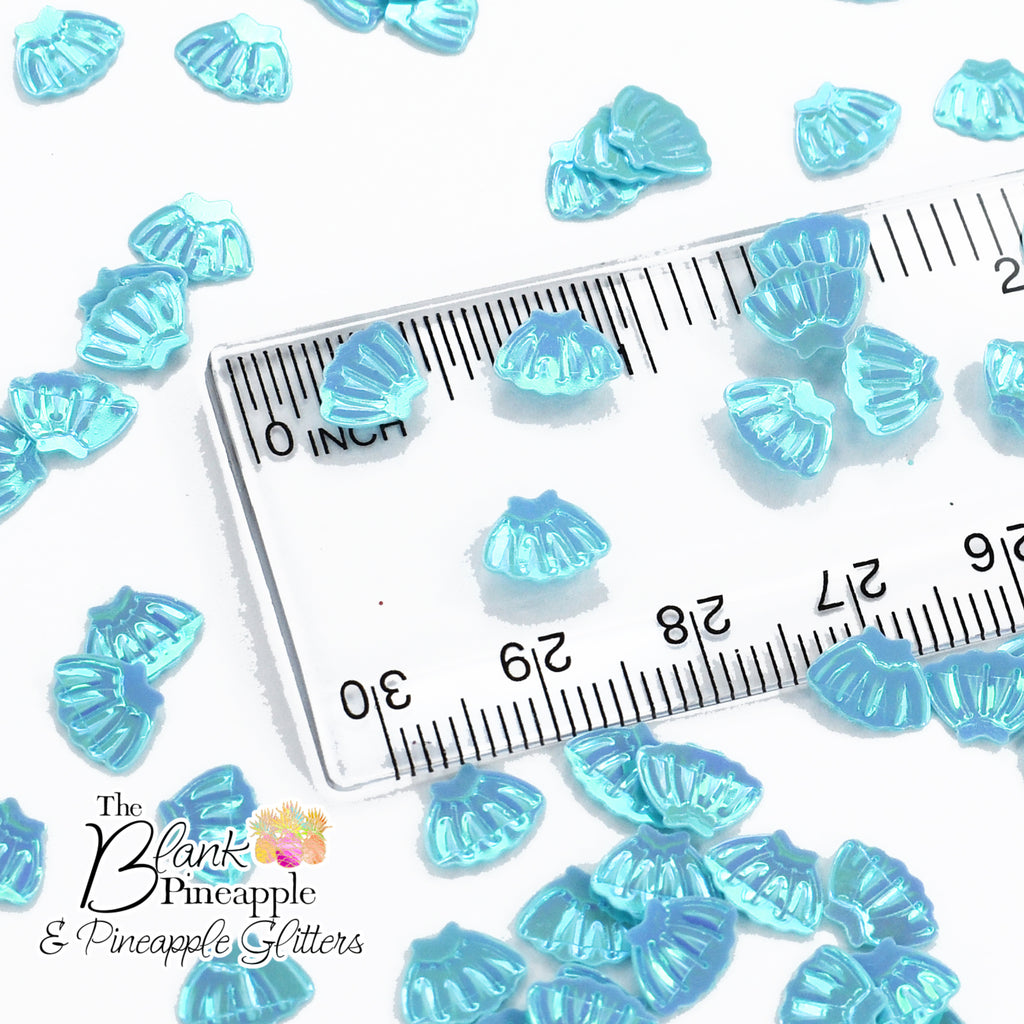 Baby Blue Mermaid Seashells in 2oz Bag - Iridescent PVC Seashell Confetti - The Blank Pineapple