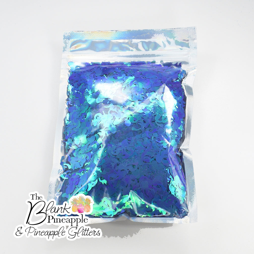 Odessa Mermaid Holographic Glitter Shapes in 2oz Bag - Blue Hues Polyester Glitter, Mermaid Glitter - The Blank Pineapple