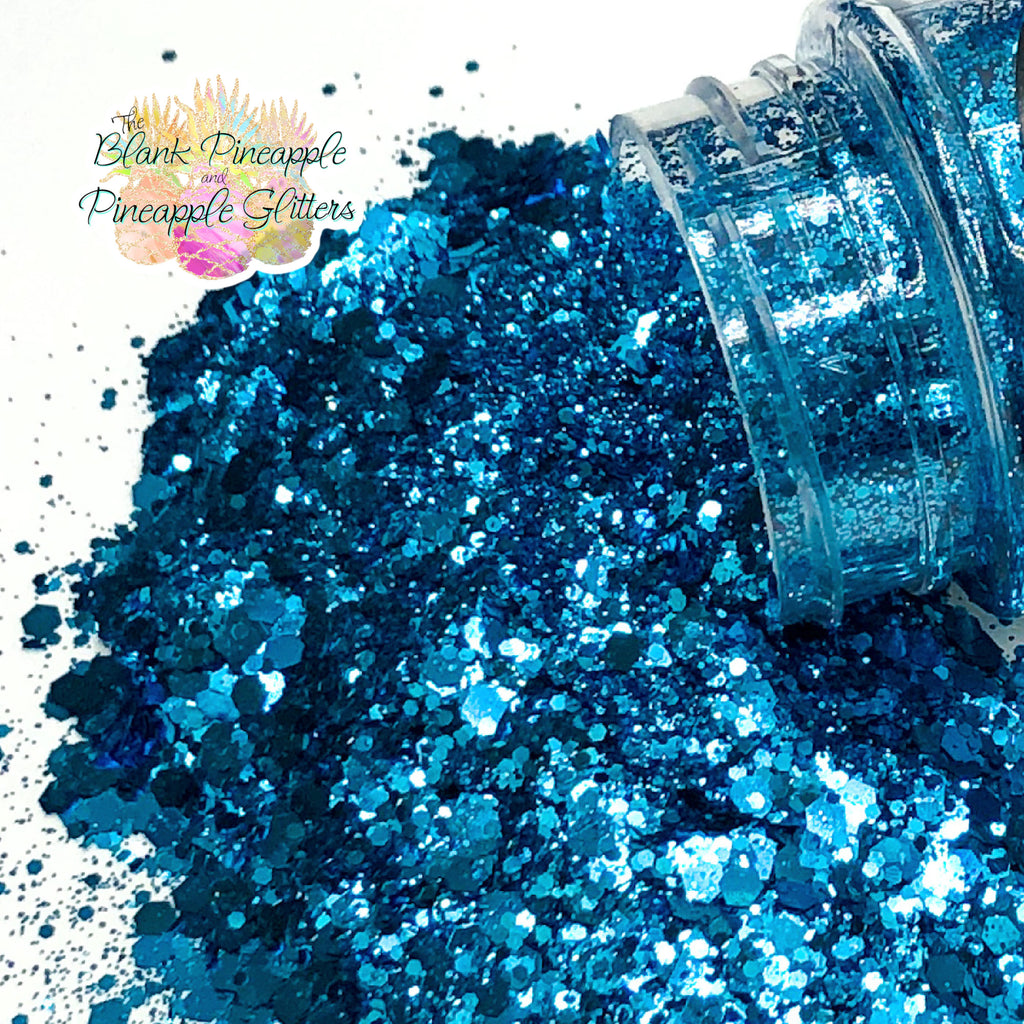 Peacock Chunky Mix Metallic Glitter PET Polyester 2oz. Shaker Bottle – Aqua Blue Glitter. The Blank Pineapple.