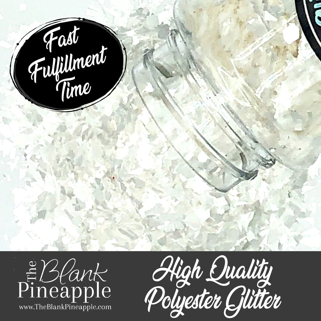 Pearly Cotton Irregular Cut Pearlescent Glitter 2oz. Shaker Bottle, Pearl White Glitter - The Blank Pineapple