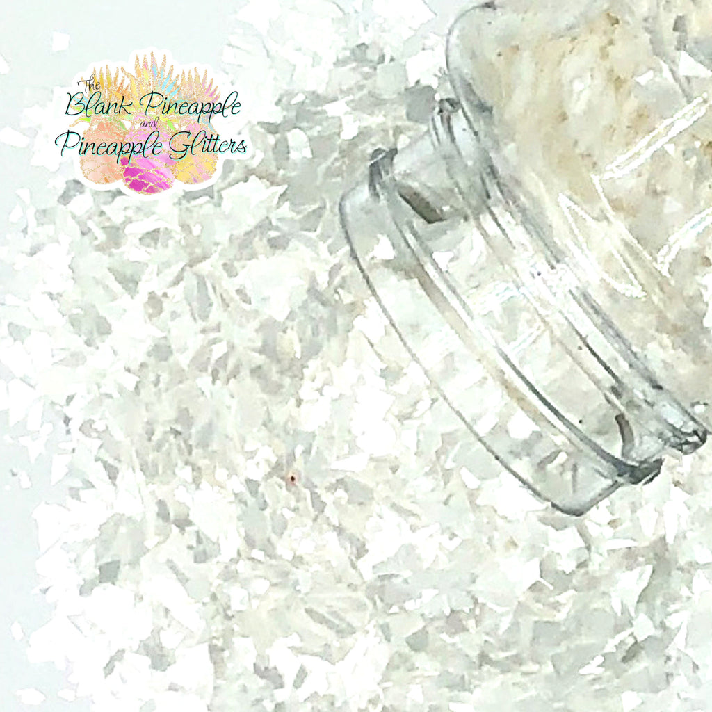 Pearly Cotton Irregular Cut Pearlescent Glitter 2oz. Shaker Bottle, Pearl White Glitter - The Blank Pineapple