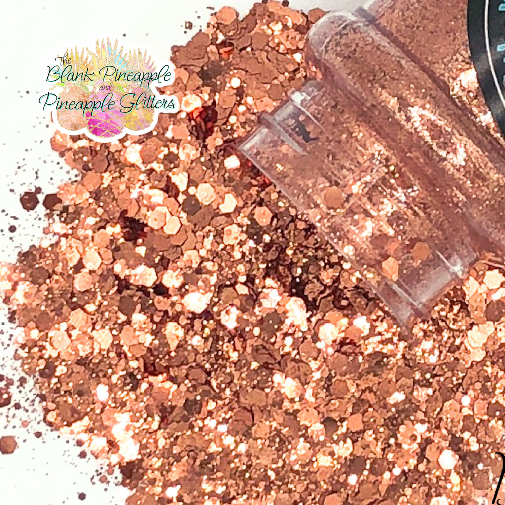 Penny Anti Chunky Mix Metallic Glitter 2oz. Shaker Bottle , Copper Glitter - The Blank Pineapple