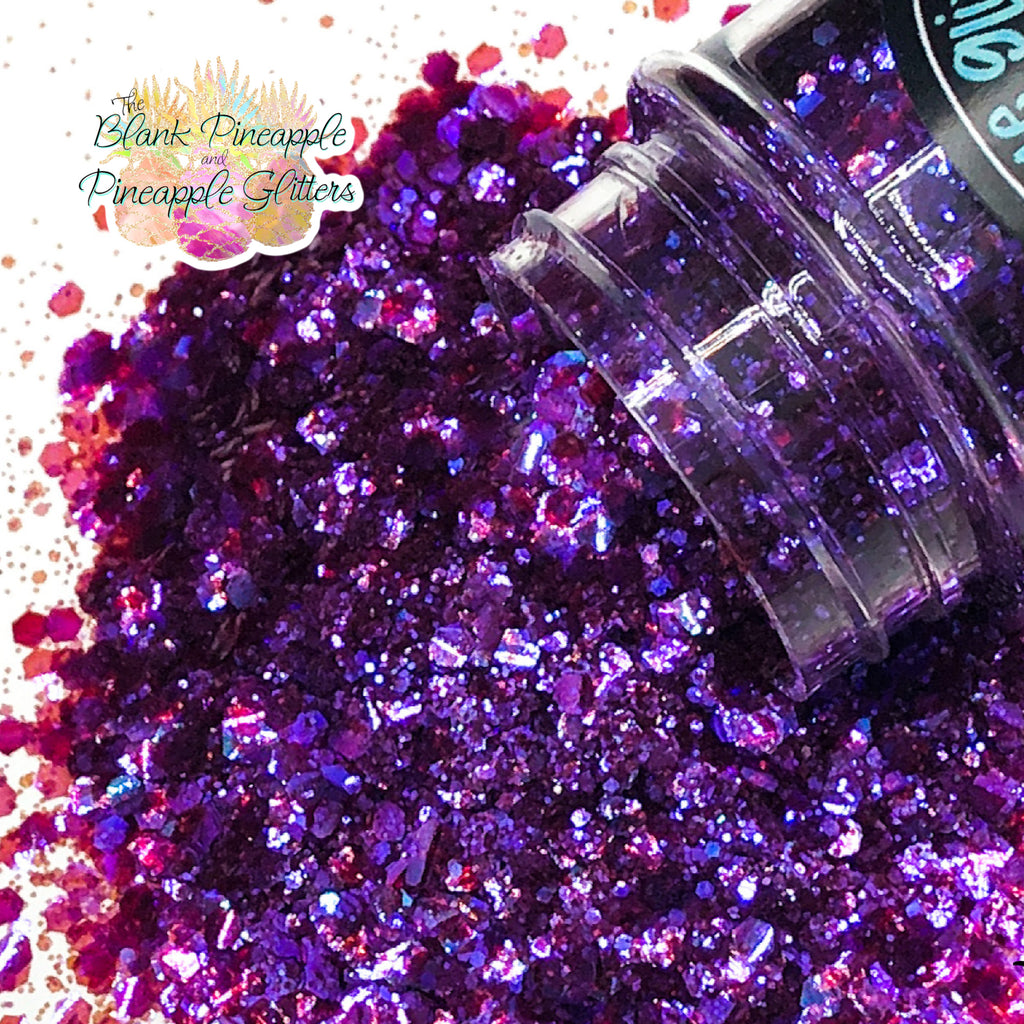 Plum Crazy Chunky Mix High Sparkling Iridescent Glitter in 2oz Shaker Bottle - The Blank Pineapple