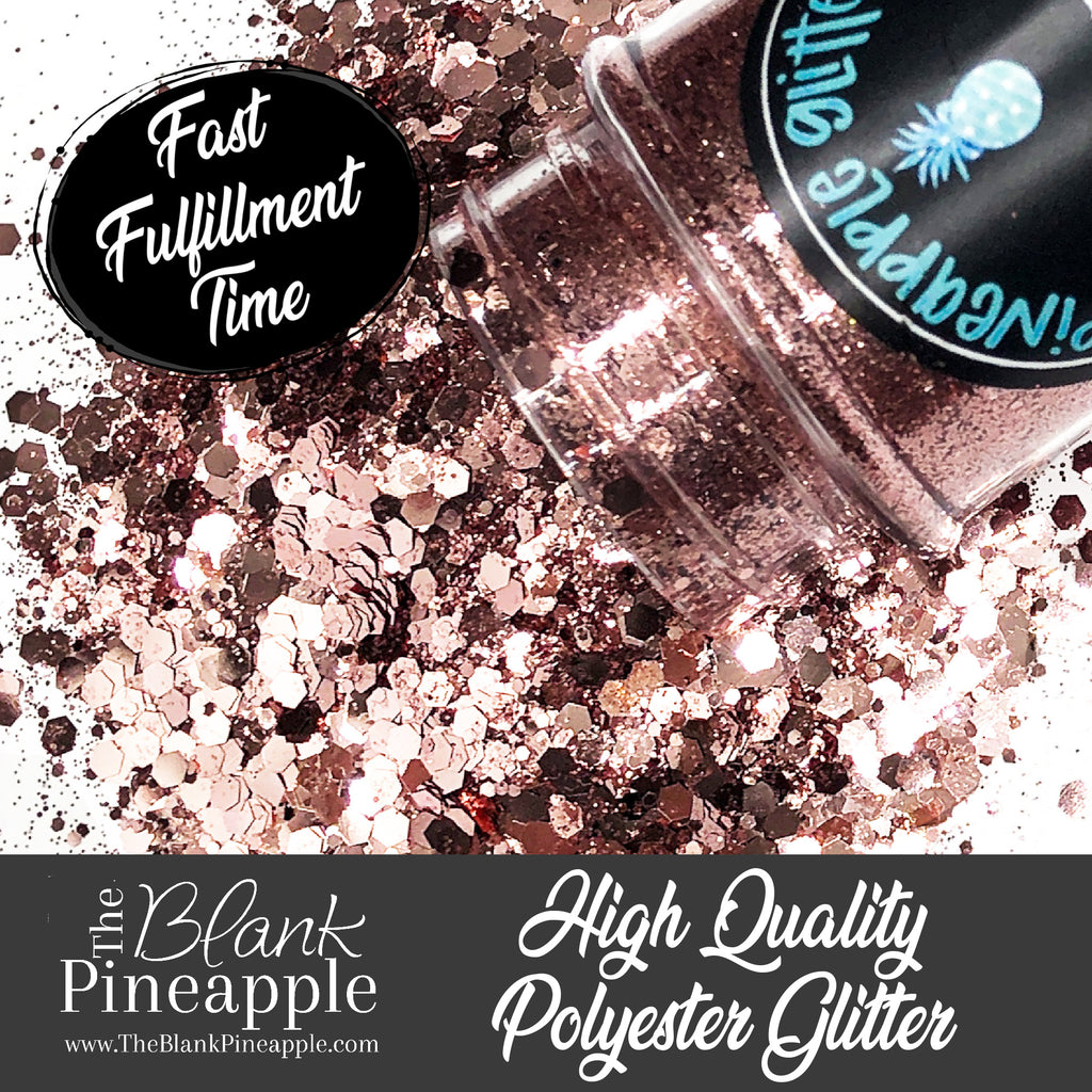 Rosizzle Chunky Mix Metallic Rose Gold Glitter in 2oz Shaker Bottle - The Blank Pineapple