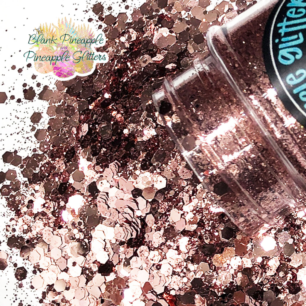 Rosizzle Chunky Mix Metallic Rose Gold Glitter in 2oz Shaker Bottle - The Blank Pineapple