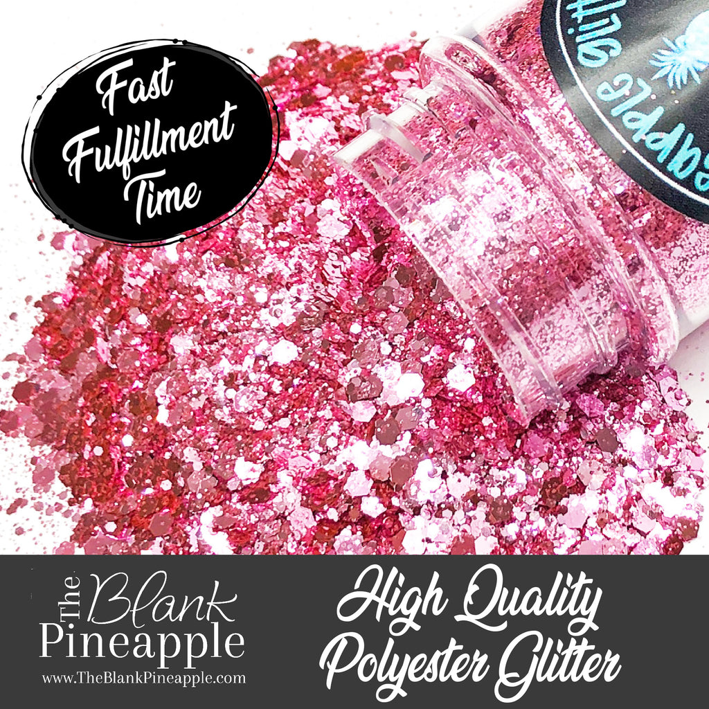 Rouge Chunky Mix Metallic Pink Glitter in 2oz Shaker Bottle - The Blank Pineapple