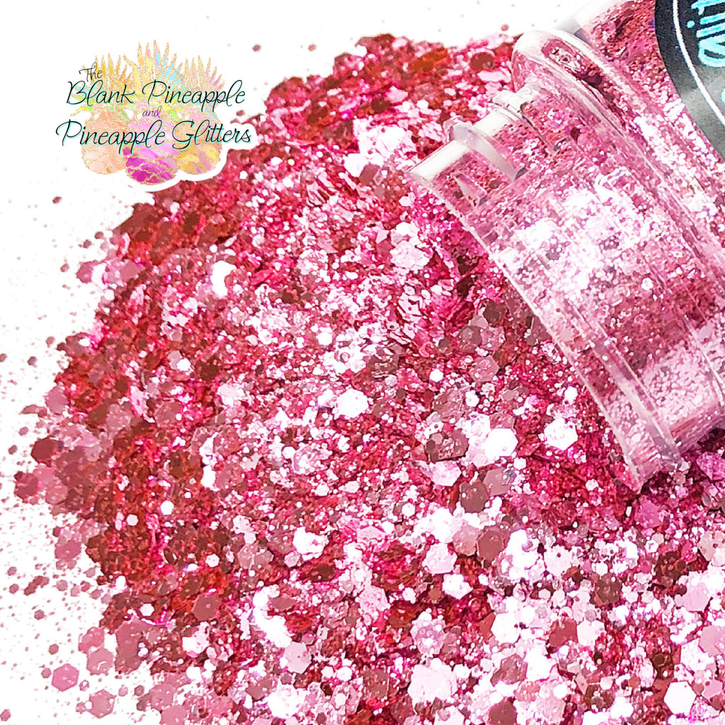 Rouge Chunky Mix Metallic Pink Glitter in 2oz Shaker Bottle - The Blank Pineapple