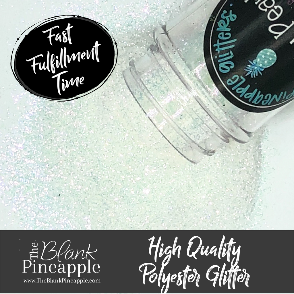 Salty Pearl Fine Cut Opal Iridescent Glitter in White Opal with Green Hints, 2oz Shaker Bottle - The Blank Pineapple