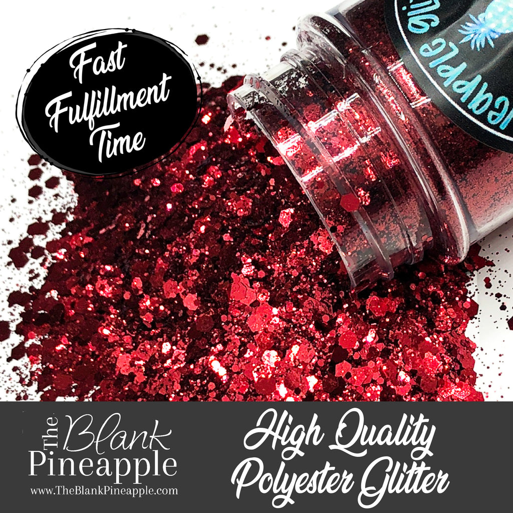 Scarlet Chunky Mix Metallic Red Glitter in 2oz Shaker Bottle - The Blank Pineapple