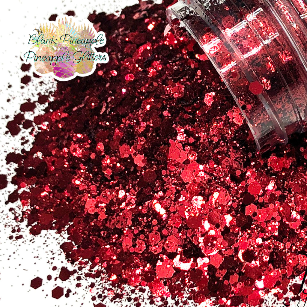 Scarlet Chunky Mix Metallic Red Glitter in 2oz Shaker Bottle - The Blank Pineapple