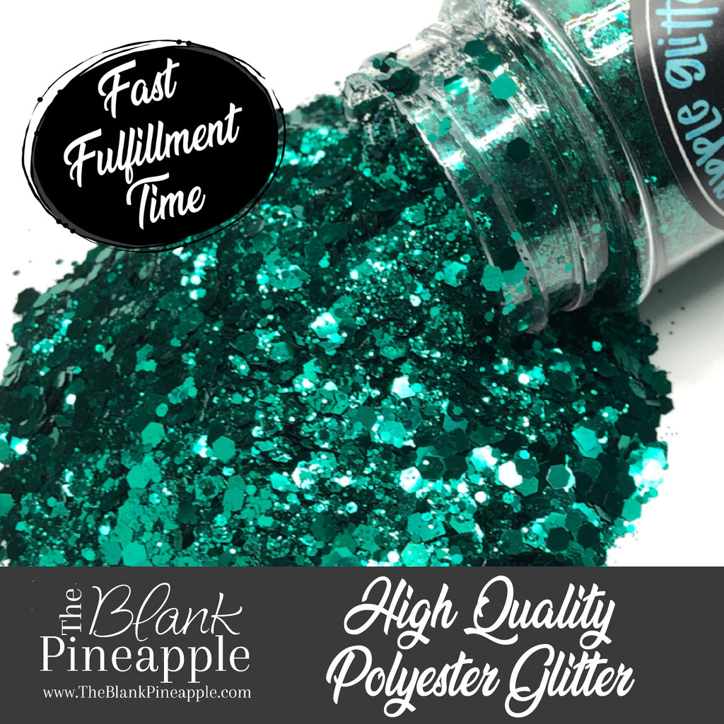 Seaweed Chunky Mix Metallic Green Glitter in 2oz Shaker Bottle - The Blank Pineapple