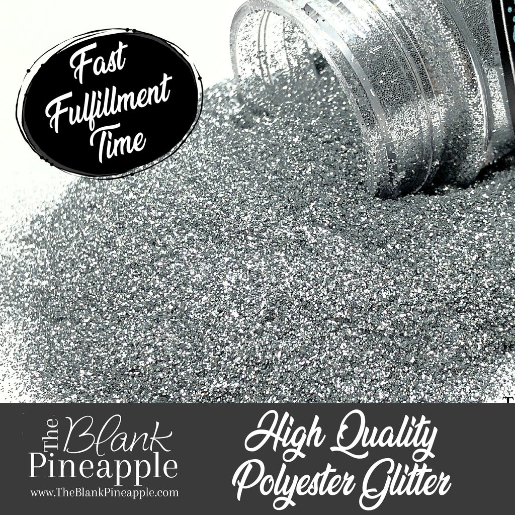 Silver Bullet Metallic Glitter in 2oz Shaker Bottle - PET Polyester Silver Glitter for Crafting - The Blank Pineapple