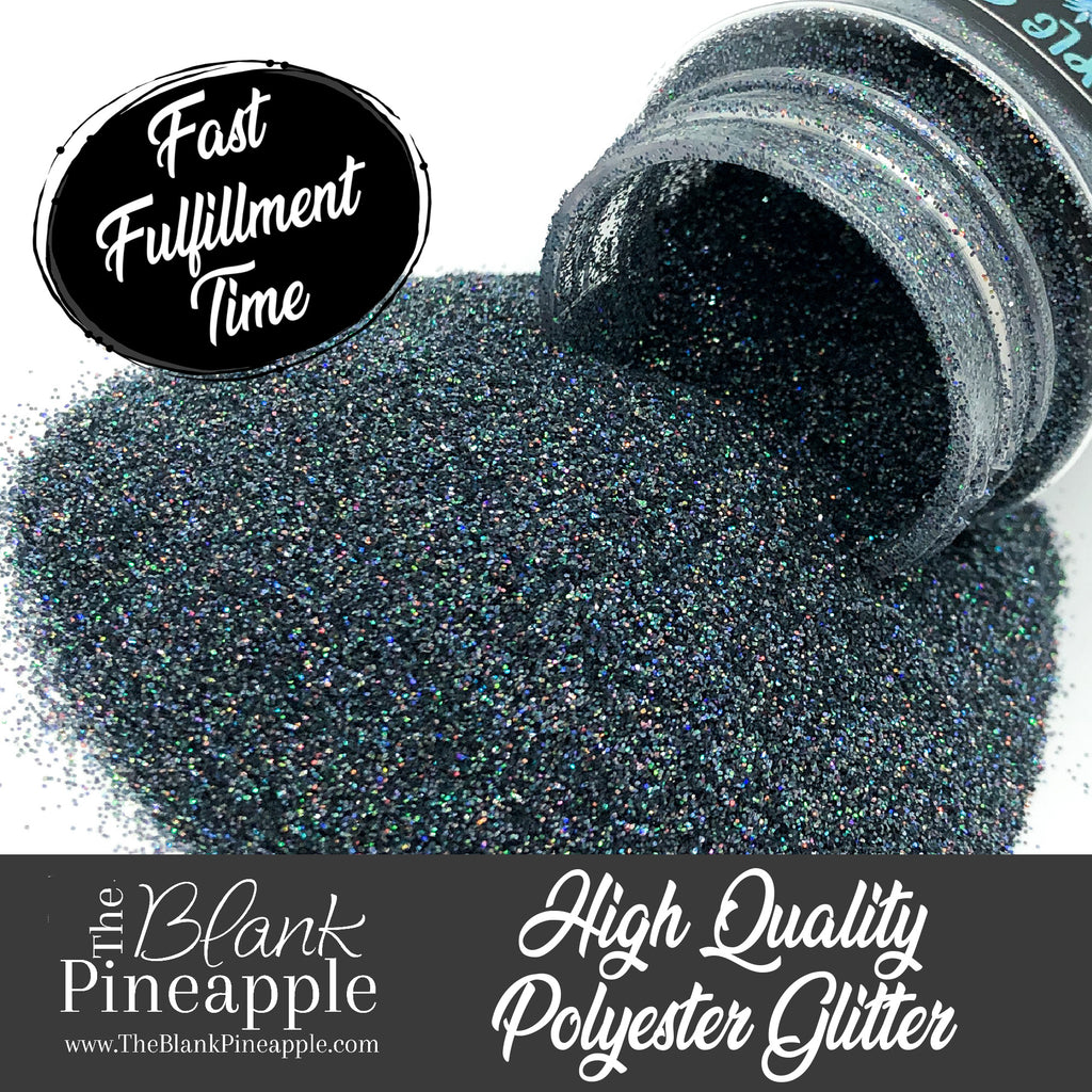 Slate Grey Ultra Fine Holographic Glitter in 2oz Shaker Bottle - Dark Grey Holographic Glitter for Crafts - The Blank Pineapple