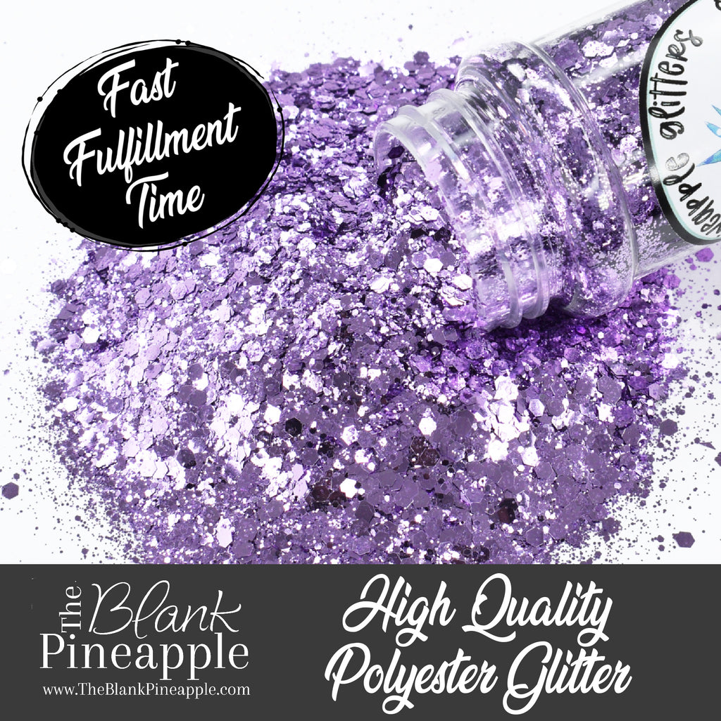 Snugglepuss Chunky Mix Metallic Glitter in 2oz Shaker Bottle - Light Purple Glitter for Craft Projects - The Blank Pineapple