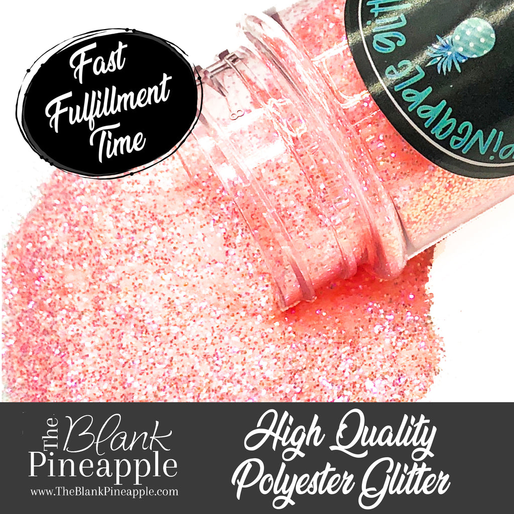 Sommer Fine Cut High Sparkling Iridescent Glitter in 2oz Shaker Bottle - Coral Iridescent Glitter for Crafts - The Blank Pineapple